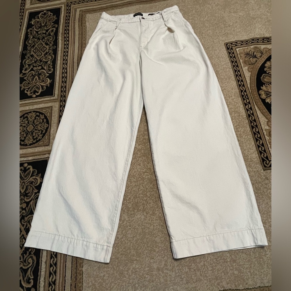 Cream HIGH RISE RELAXED Wide-Leg PREMIUM DENIM by BANANA REPUBLIC SIZE 30 - Picture 9 of 14